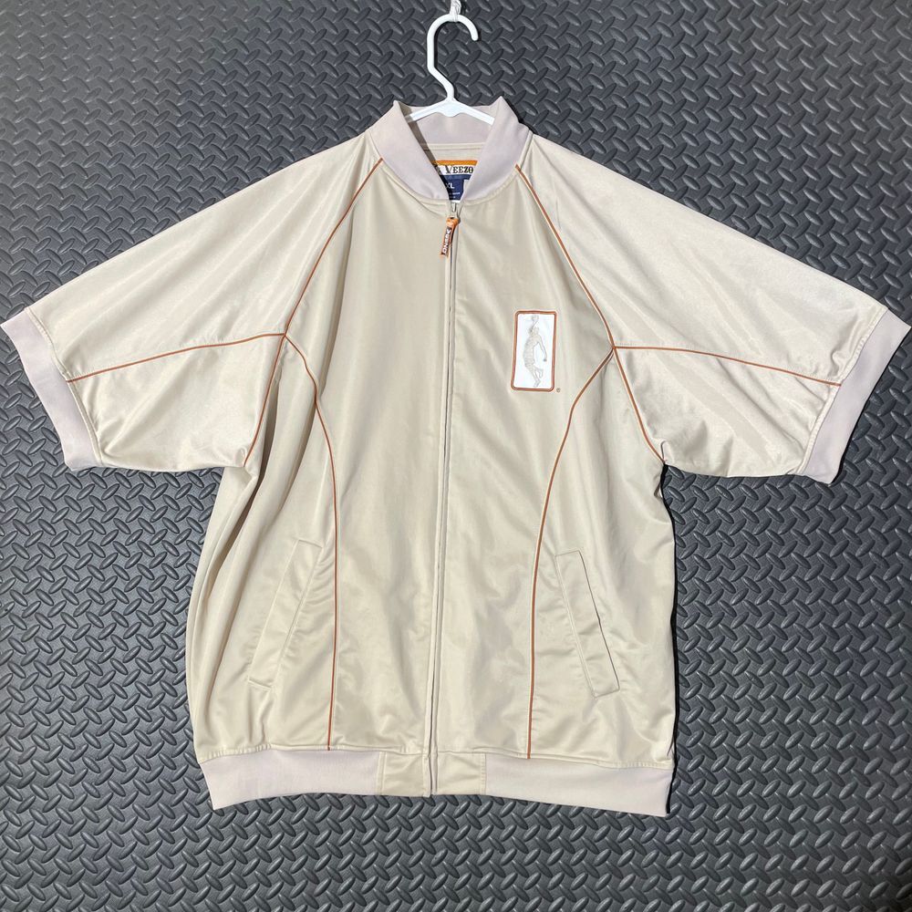 Vintage Veezo Beige Basketball Training Warm Up Zip Up Jacket Men's Size XL